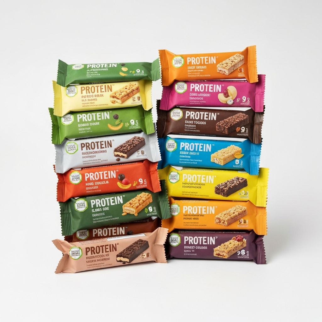 Stapel von Protein- und Energieriegeln