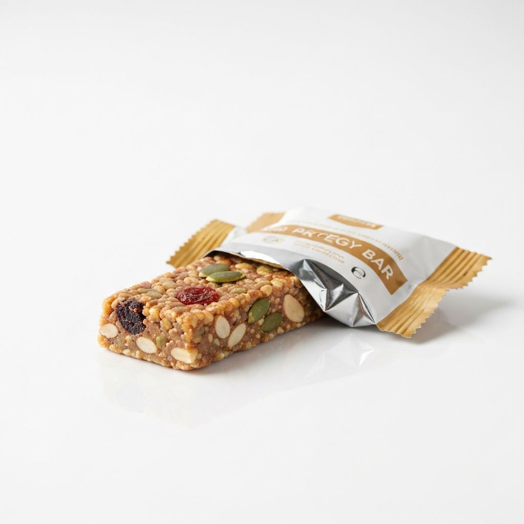 Protein-Energieriegel teilweise ausgepackt